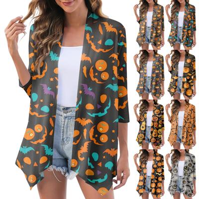 Женский модный повседневный уютный кардиган-жакет на Хэллоуин