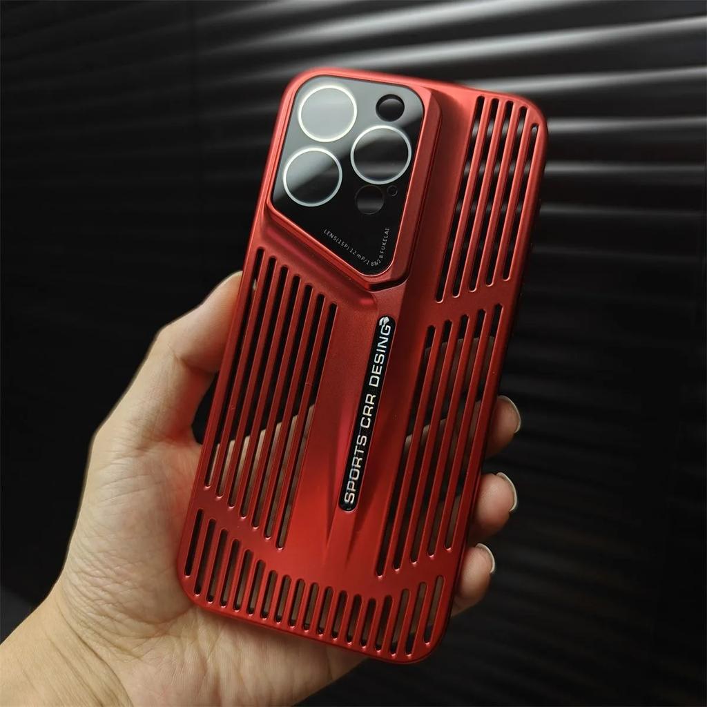 Matte Slim Full Lens Protection Hard Phone Case for iPhone 16 15 14 13 12 Pro Max Plus Fashion Hollow Heat Dissipation PC Cover