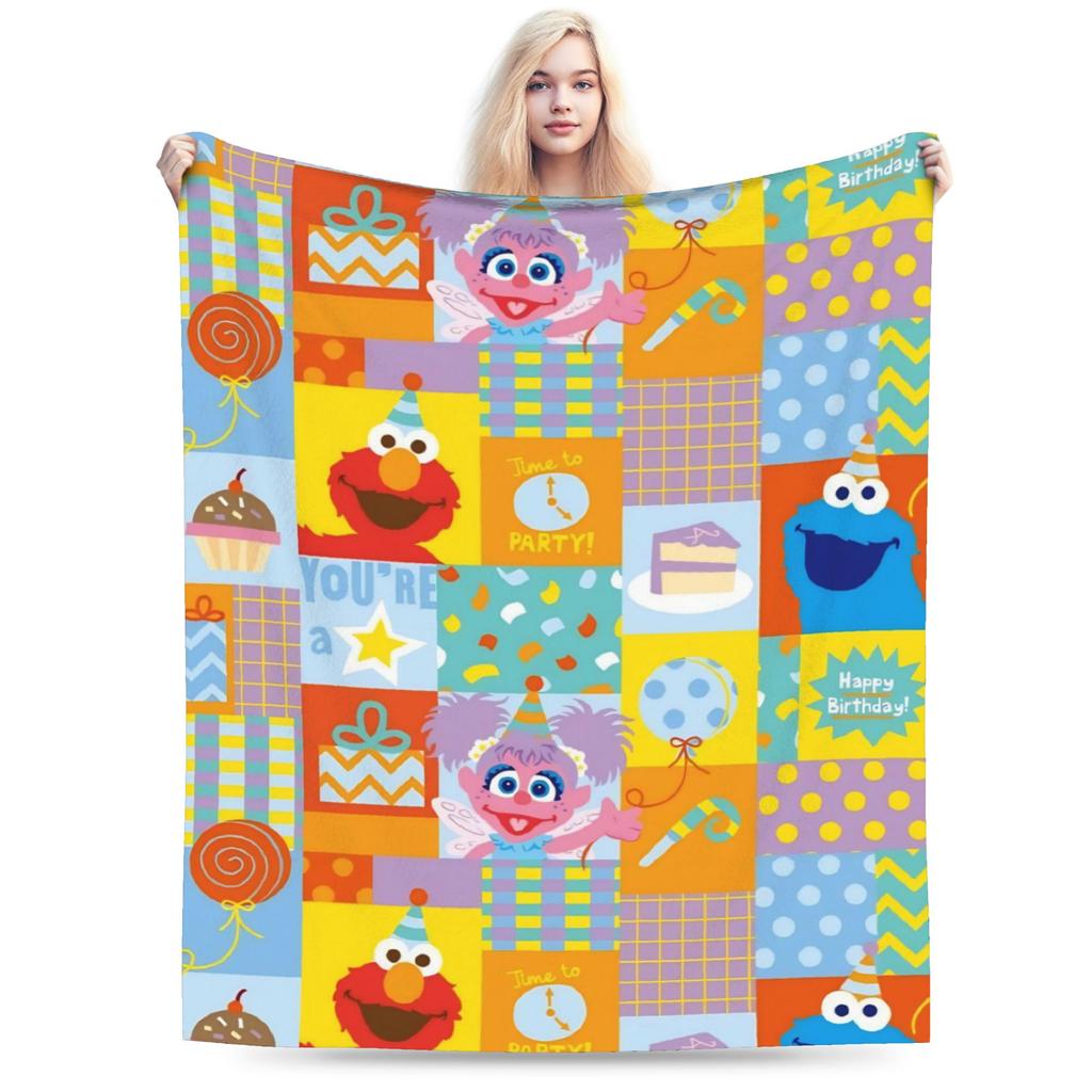 Sesame Street Cartoon Blanket Elmo Lovely Flannel Funny Breathable Throw Blankets for Bedding Lounge Textile Decor