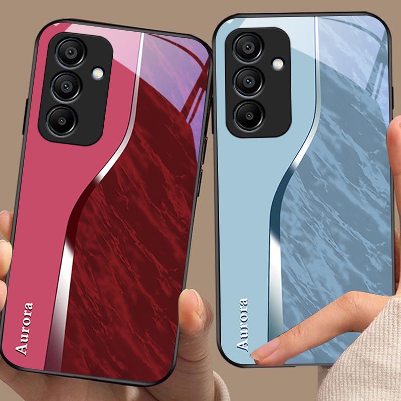 Фиолетовый с узором из воды Для Samsung Galaxy A15 5G 54 4G 51 50 24 35 90 71 12 51 53 52S 80 22 34 Черный Чехол для телефона из закаленного стекла