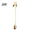 Long Handle Coffee Stirrer 304 Stainless Steel Spoon, Hanging Cat Spoon for Mugs Tall Cups, Rust Resistant Drink Tea Stirring Ideal Desserts