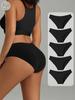 5PCS Women's Panties Striped Briefs for Women Low-Rise Breathable Cotton Female Soft Underwear Plus Size Solid Ladies Underpants
