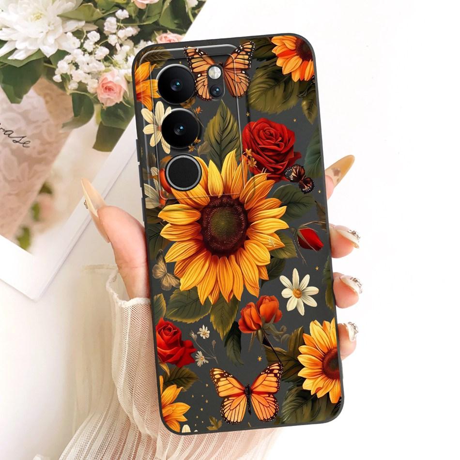 Для Vivo V29 V29Pro Милый Кот Цветок Мультяшный Чехол Для Телефона Для Vivo V 29 V29 Pro V2250 V2251 Ударопрочные Мягкие Силиконовые Чехлы Бамперы