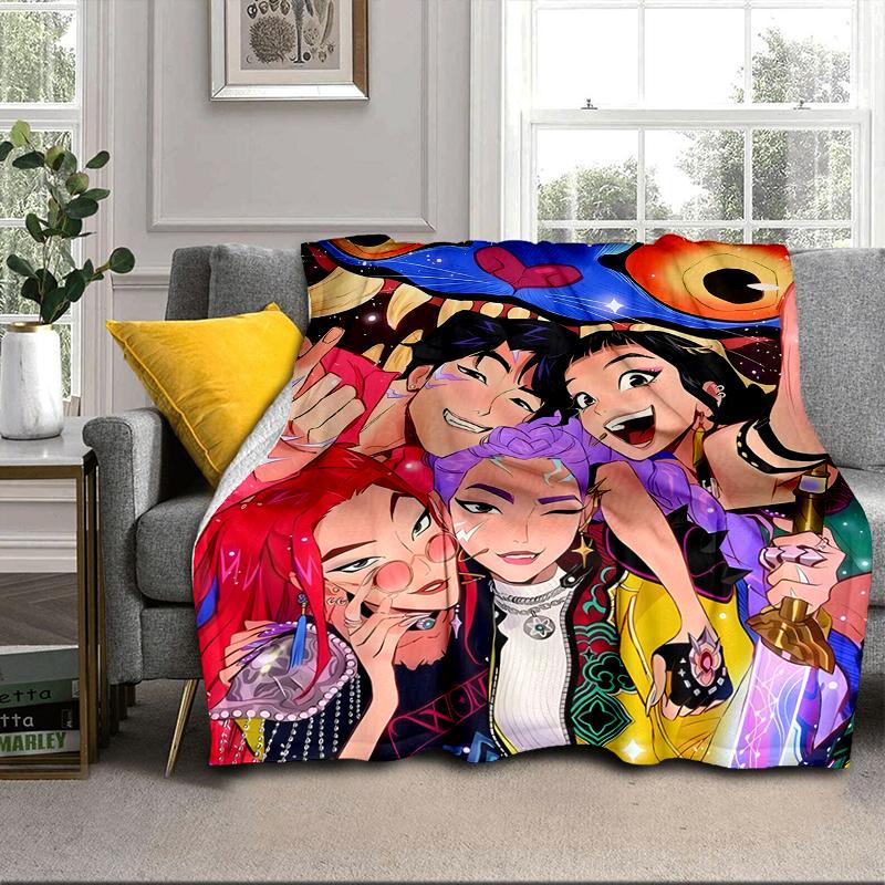 Kpop cartoon Blanket Flannel Blanket for bed, sofa, Camping, Hiking, Picnic Essentials, gift for family Fan gifts