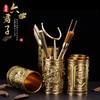 Copper Tea Ceremony Six Tools Set With Caddy Teaspoon Pick Tongs Brush Kung Fu Making