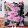 A Bunch of Pink Flowers Growing In Garden.-Themed Blanket - Comfortable Flannel Fabric Hypoallergenic Suitable for All Seasons - I