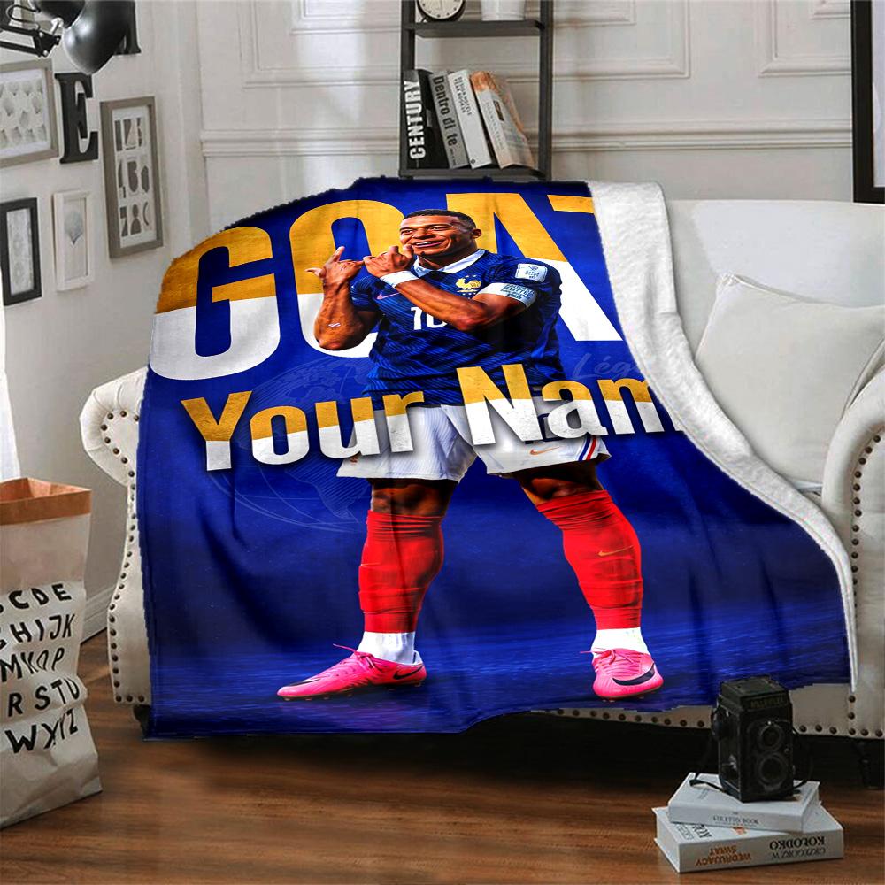 Mbappé Personalized Name Blanket Gift Personalized Blanket Warmthful Decor for Livingroom Sofa Office Chair Picnics All-Season Use