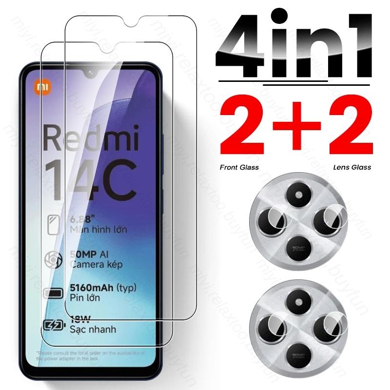 Чехол-бампер из закаленного стекла 4 в 1 для Redmi 14C 15C 4G 5G Защита объектива камеры Защитное стекло экрана Readmi Redmy Redmi14C 14 C C14 Redmi15C 15 C C15