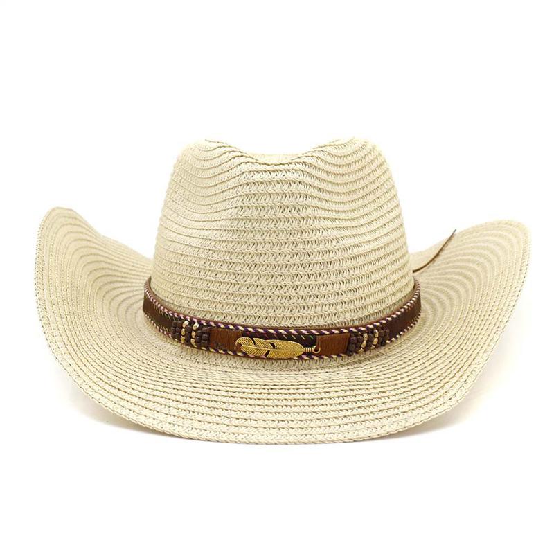 Straw Cowboy Hat Men Cowboy Hat Straw Women Sun Hat for Beach Outdoor