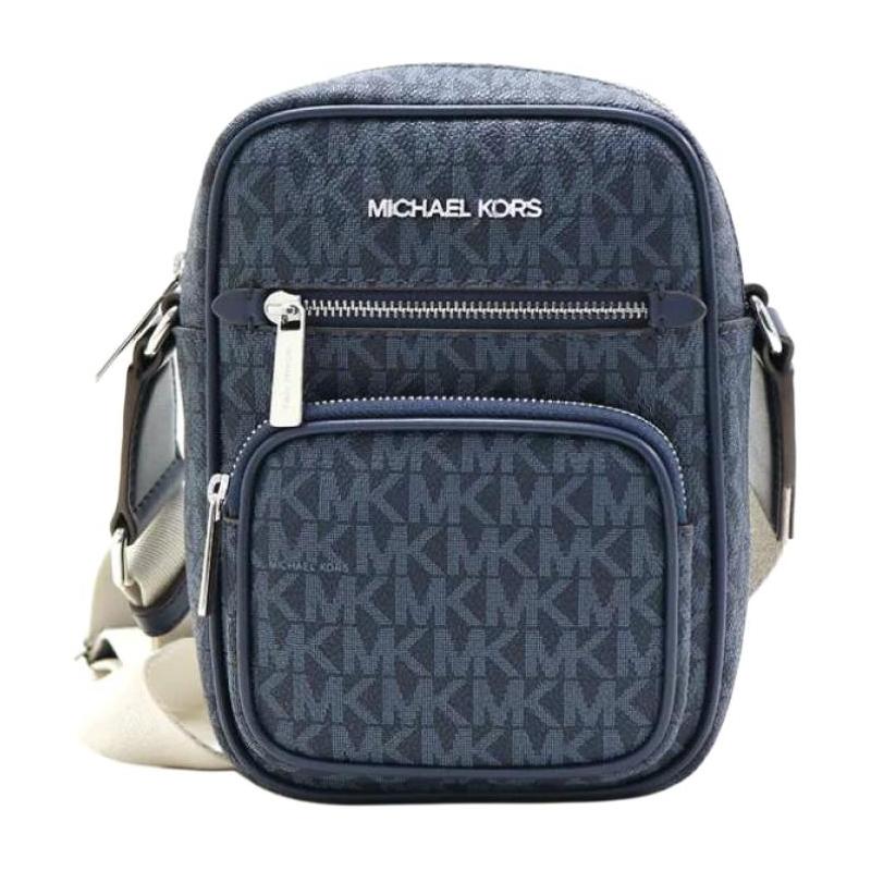 Michael Kors Сумка через плечо Jet Set с логотипом-буквами, на молнии, из покрытого канваса, средняя, женская, темно-синяя