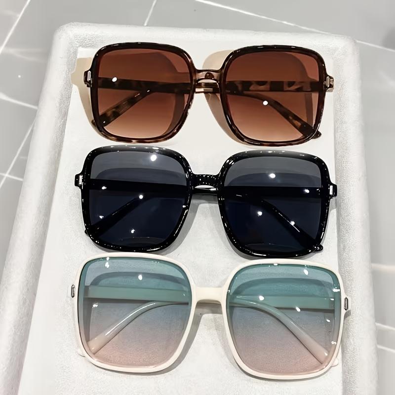 Three pairs of classic box Y2K solid color neutral fashion glasses