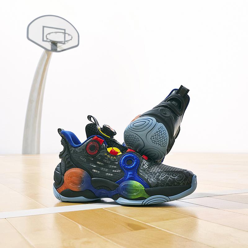 Anta Баскетбольные кроссовки Kids Asymmetric 2, удобные, повседневные, нескользящие, износостойкие, средней высоты, детские баскетбольные кроссовки, черные, серые, оранжевые 312321102-4