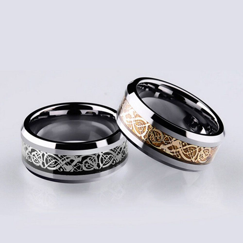 Модные серебристые титановые мужские кольца с драконом, обручальное кольцо из нержавеющей стали