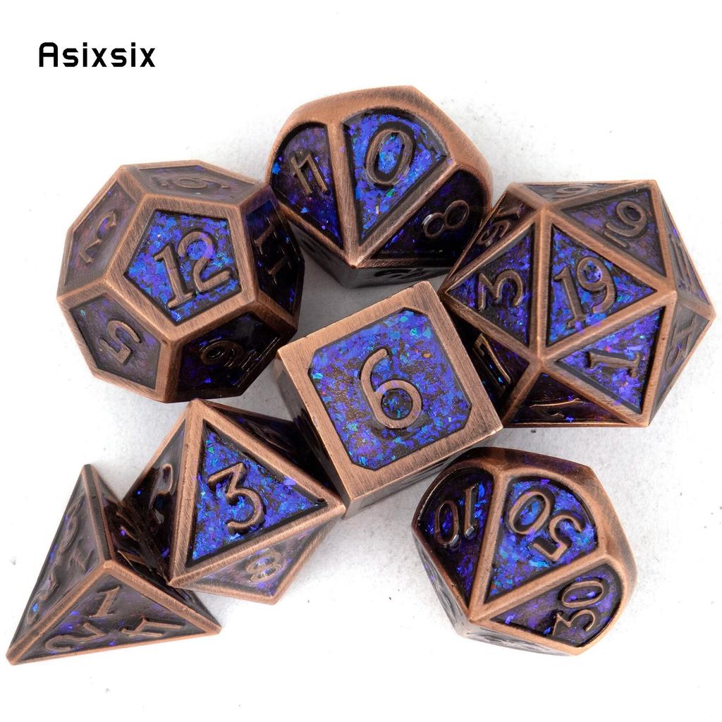 7 шт. фиолетовые медные стандартные металлические кубики, набор цельнометаллических многогранных кубиков, подходящий для ролевой игры, настольной игры, карточной игры