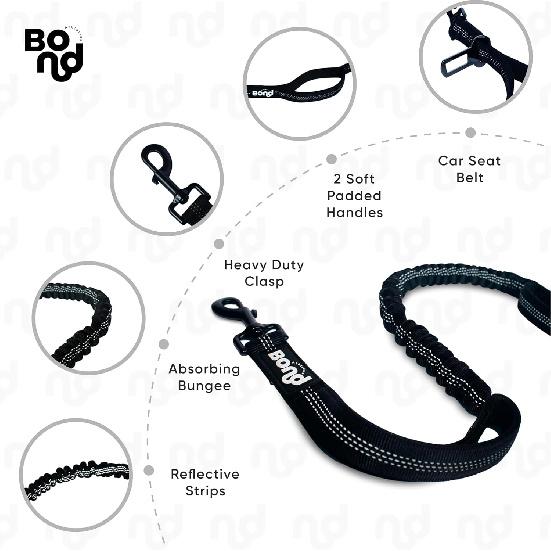 Поводок для бега с собакой Bond, Hands-Free, с кармашком, Поводок Hands-Free для крупных собак, Пояс для выгула и каникросса, Включает пояс