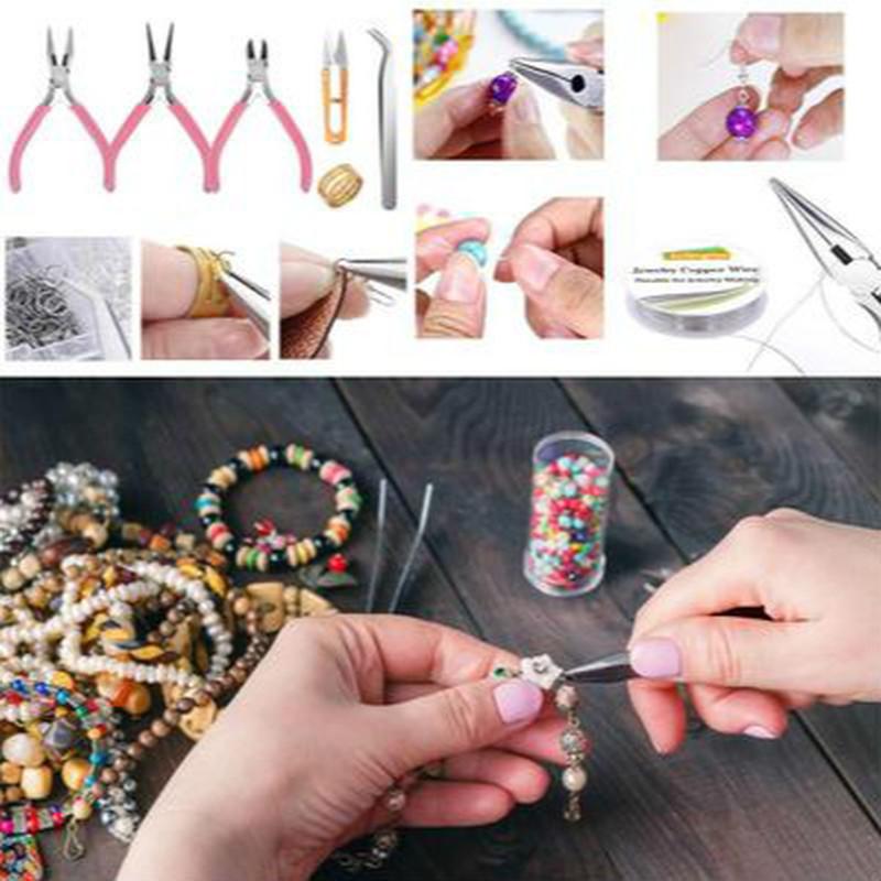 1Set Jewelry Making Supplies Kit Jewelry Making Tools Kit Includes Beads Wire for Bracelet and Pearl Beads Spacer Beads Jewelry Plier