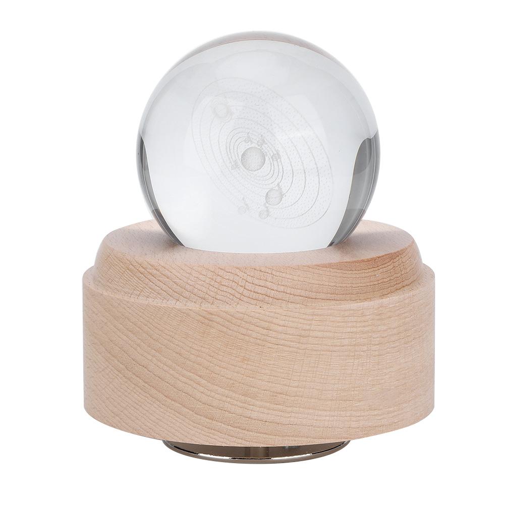 Солнечная система узор хрустальный шар вращающийся музыкальная шкатулка USB зарядка светодиодный ночник для подарка на день рождения