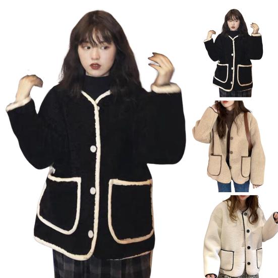 Женское осенне-зимнее пальто, однобортное, однотонное, свободные накладные карманы, термостойкий кардиган с длинными рукавами, повседневная куртка