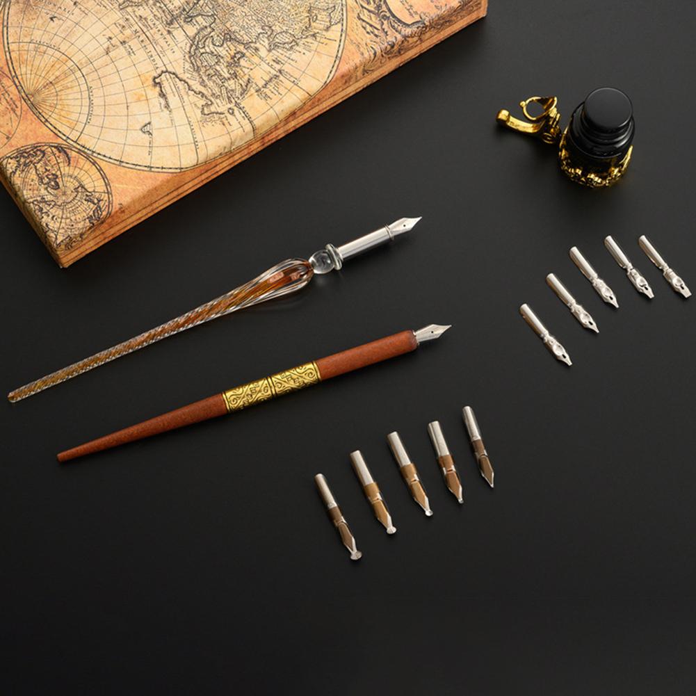 Ретро Европейская Звезда Звездное Небо Стеклянное Перо-Фонтан Набор Студенческая Английская Чернильная Каллиграфическая Ручка Подарок на День Рождения Письменные Принадлежности