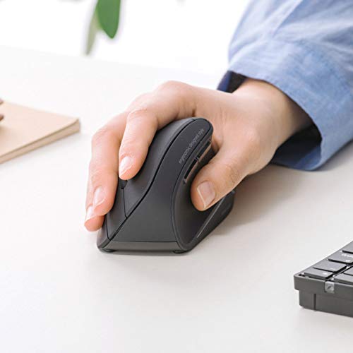 Sanwa Supply Ergonomic Mouse, Quiet, Wireless, 2.4GHz, Tendonitis Prevention, Blue LED, 5 Buttons, Large, MA-ERGW10N