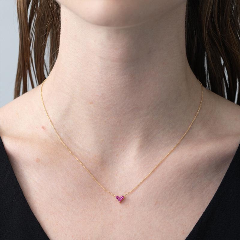 Mystic Ruby Heart Women's Necklace - Elegant, Simple, and Versatile Design