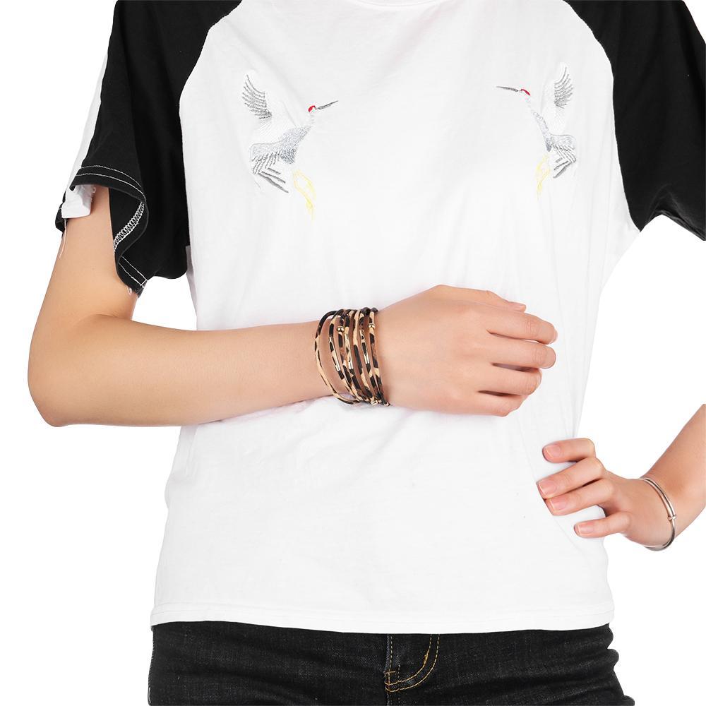 Jewelry Magnetic Clasp Bracelet Wide Wristband Leopard Leather Bangle Bracelets & Bangles