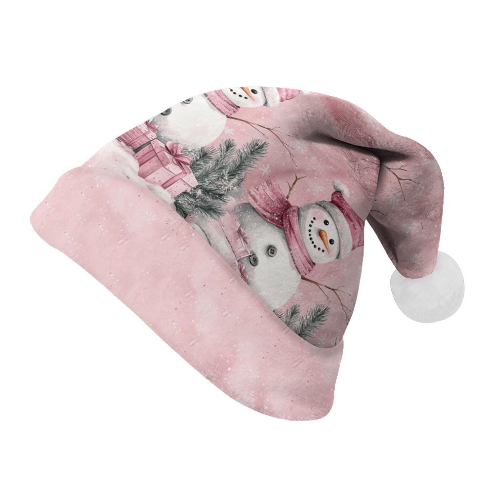 Двусторонняя флисовая рождественская шапка 2024 года с бархатом для детей и взрослых