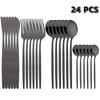 24 шт., черный западный набор посуды, набор столовых приборов из нержавеющей стали, вилка, нож для стейка, ложка, набор столовых приборов, набор столовых приборов, столовое серебро