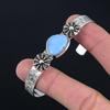 Natural Owyhee Blue Opal Gemstone Bangle Adjustable 925 Sterling Silver Jewelry