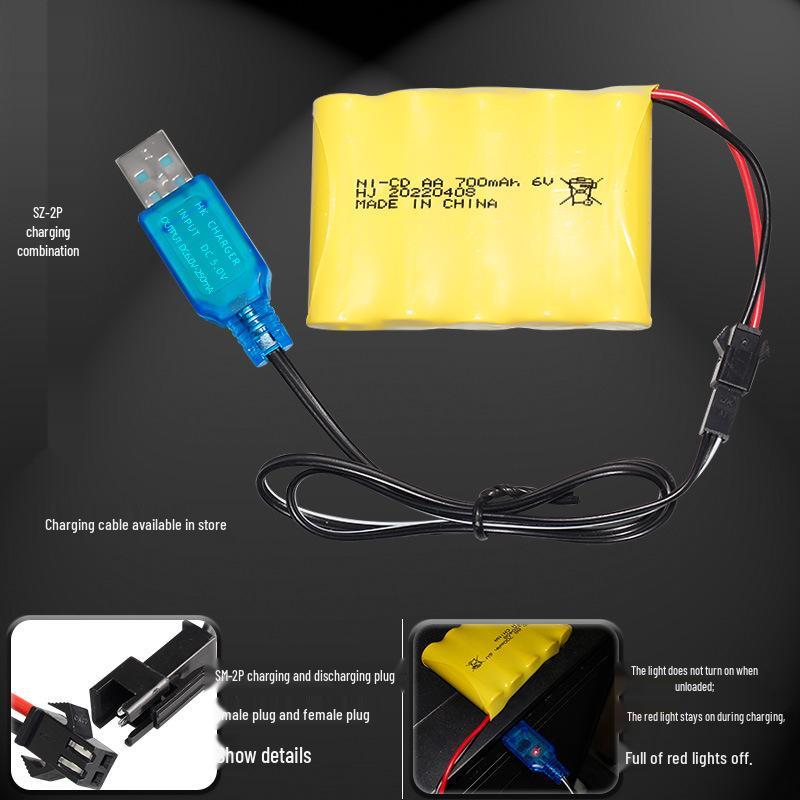 Ni-Cd 6V 700mAh Перезаряжаемый блок батарей AA для пульта дистанционного управления, радиоуправляемых машинок, игрушек - 5 батарей