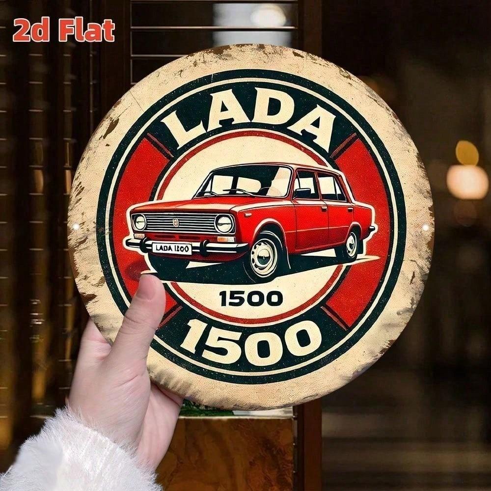Винтажная жестяная табличка Lada 1500 20x20 см Советский СССР Ретро Настенный Декор для Гаража