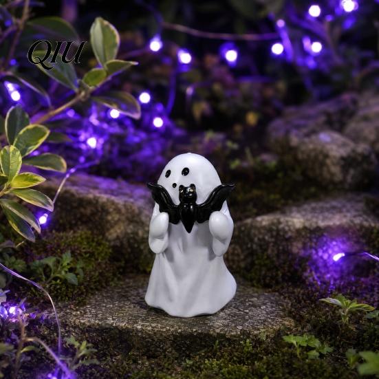 Resin Bat And Pumpkin Ornament Spooky Ornament, Ghost Model Halloween Decoration, Party Decoration Figurine for Home Desktop Garden