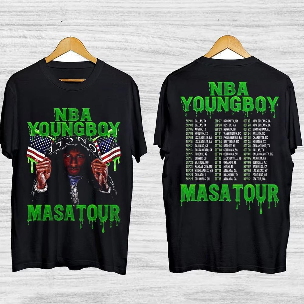 Редкая Хлопковая Мужская Футболка YoungBoy Masa2025 Tour S-5XL 20D1515 Унисекс