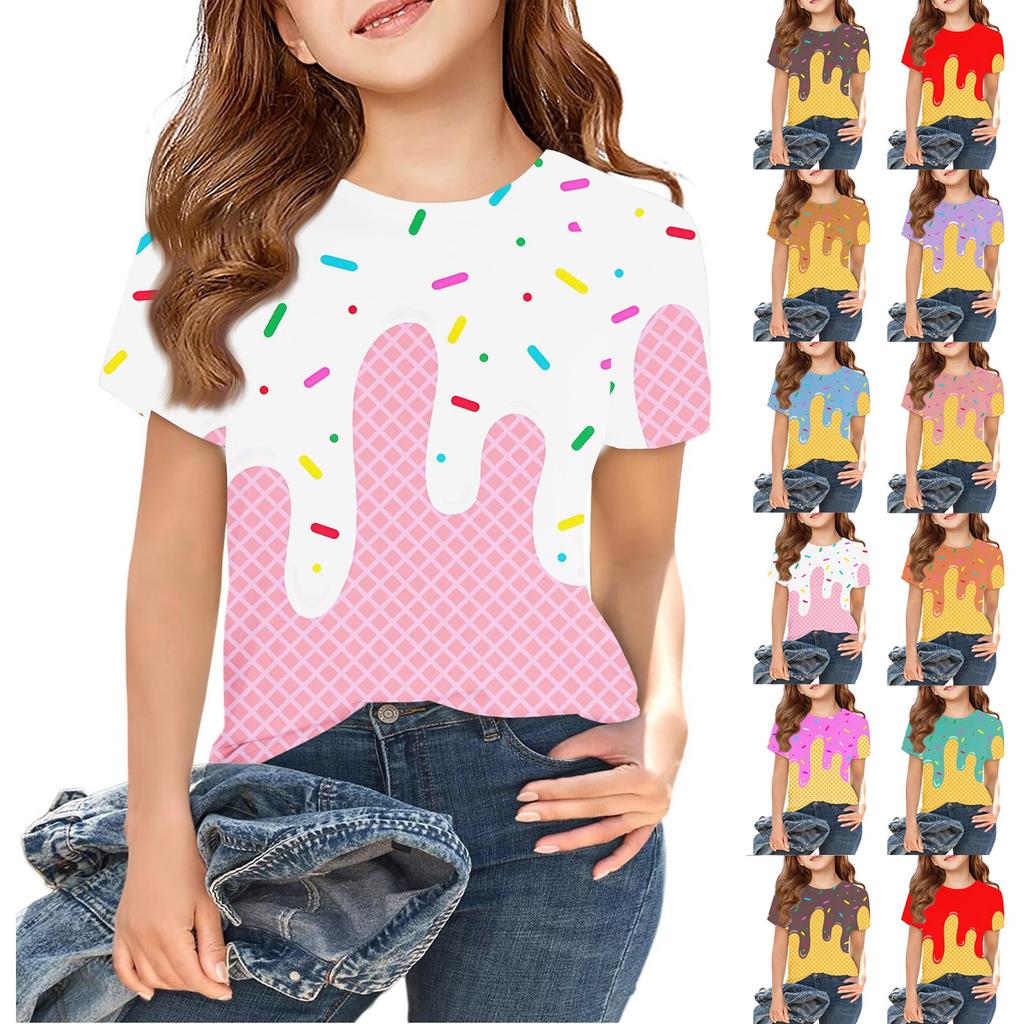 Toddler Girl Boy T-Shirts Kids Top Boys And Girls Printed Short Sleeved T-shirt 2-12Y