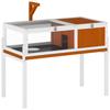 Wooden Tortoise House Tortoise Enclosure with Main House, Viewing Window, Lid, 104cm x 53cm x 82cm, White+Orange