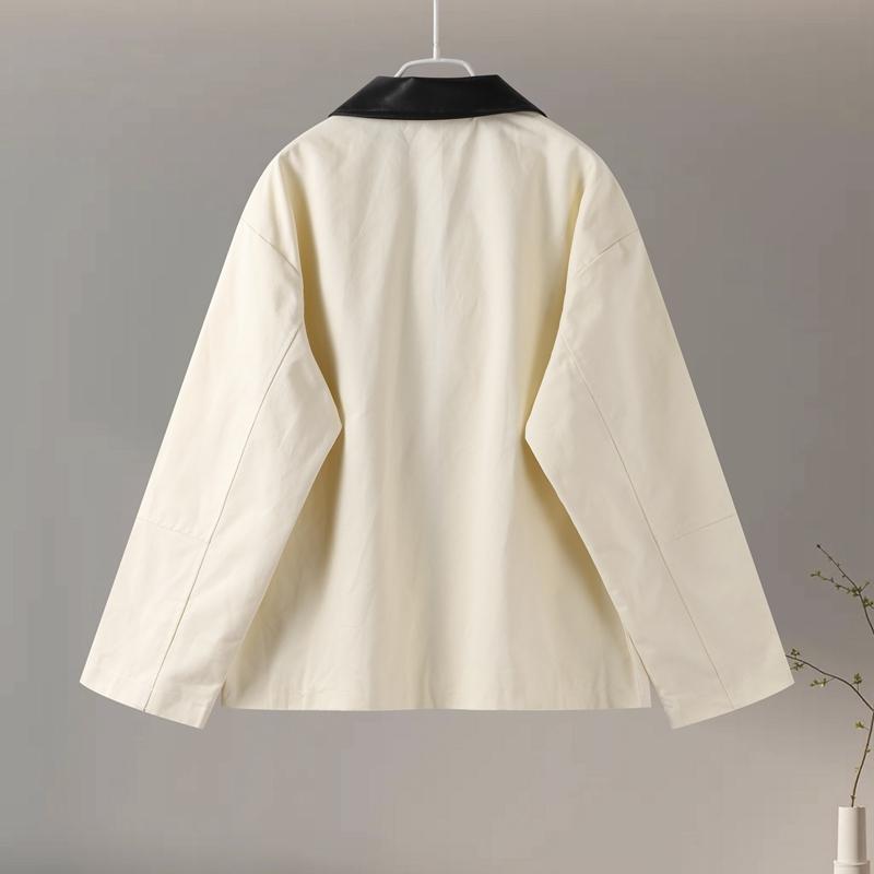 Contrast Casual Women's Jacket Full Sleeve Single Breasted Lapel Female Coats  Autumn Fashion Pockets Loose Lady Outwears