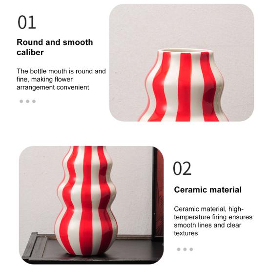 Изысканно изготовленная ваза, полосатый принт, круглая декоративная керамическая ваза, идеальный размер, художественная декоративная ваза, домашний декор