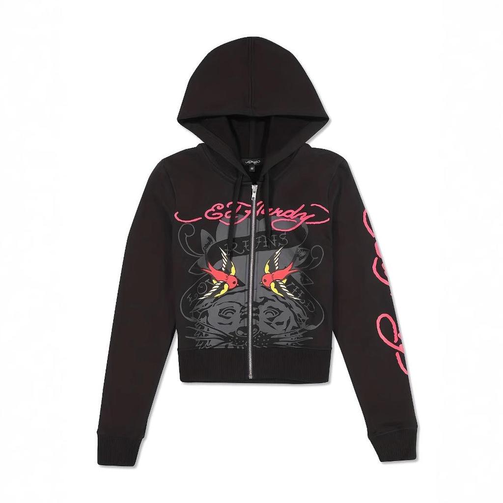 European & American Fashion Print Zipper Sweatshirt Suit for Women