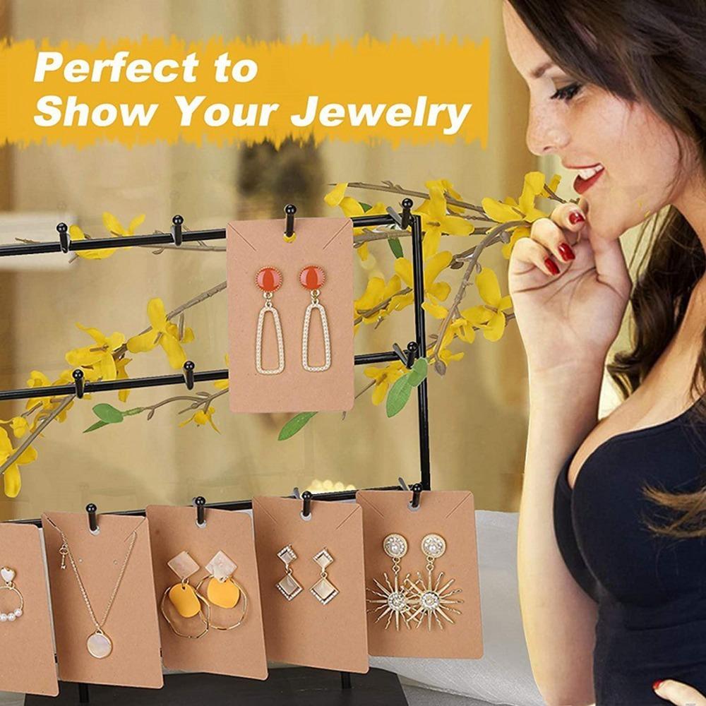 100pcs Transparent Bag Earring Display Cards Kraft Paper Necklace Display Card Wrapping