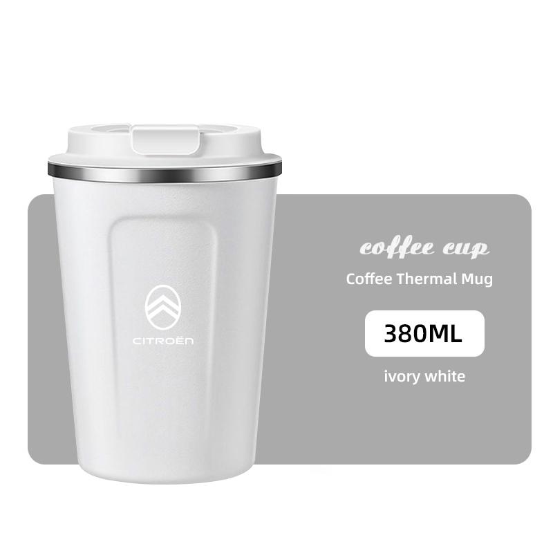 AQE3 380ml Coffee Cup Car Emblem Thermos Mug Travel Tumbler For Citroen C4 C3 C5 C5X e-C4 X e-C3 C-Elysee Berlingo C1 C6 C2 C-Crosser