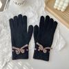 Осень и Зима Новые Однотонные Милые Бантики Корейский Стиль Сладкие Перчатки с Раздельными Пальцами для Сенсорного Экрана Студенческие Защита от Холода Теплые
