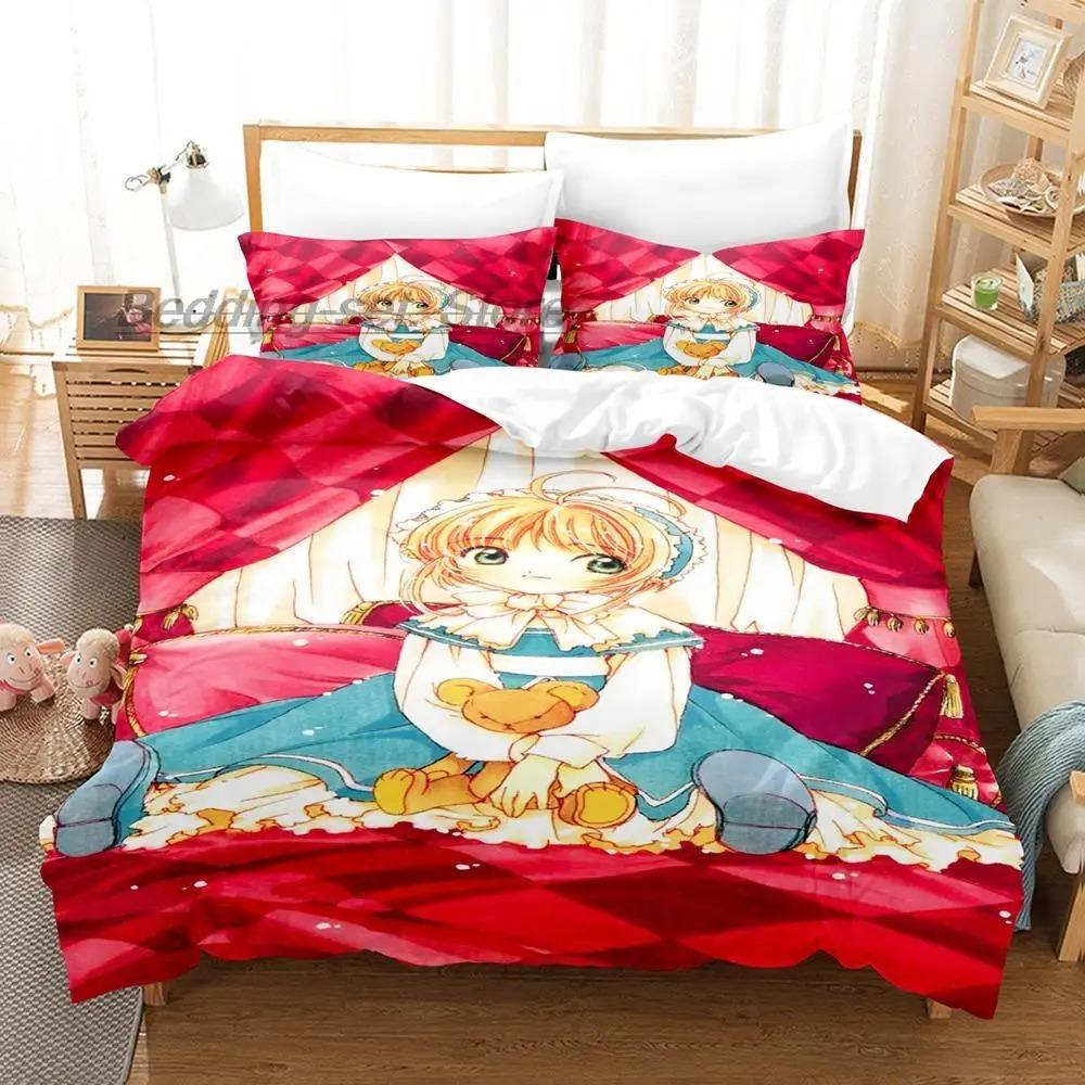 Комплект постельного белья Cardcaptor Sakura Single Twin Full Queen King Size, комплект постельного белья Aldult Kid Bedroom Duvetcover Sets 3D Print Anime