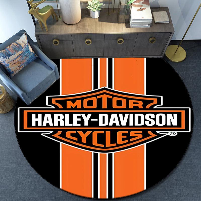 Круглый ковер с изображением мотоцикла Harley-Davidson для гостиной, спальни, игровой комнаты, коврик под стул, ковер для зоны, круглый ковер, Веерный рождественский подарок
