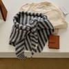 Plush Striped Scarf Korean Style Cape Wraps Fashion Knitted Triangle Scarf  Women/Men