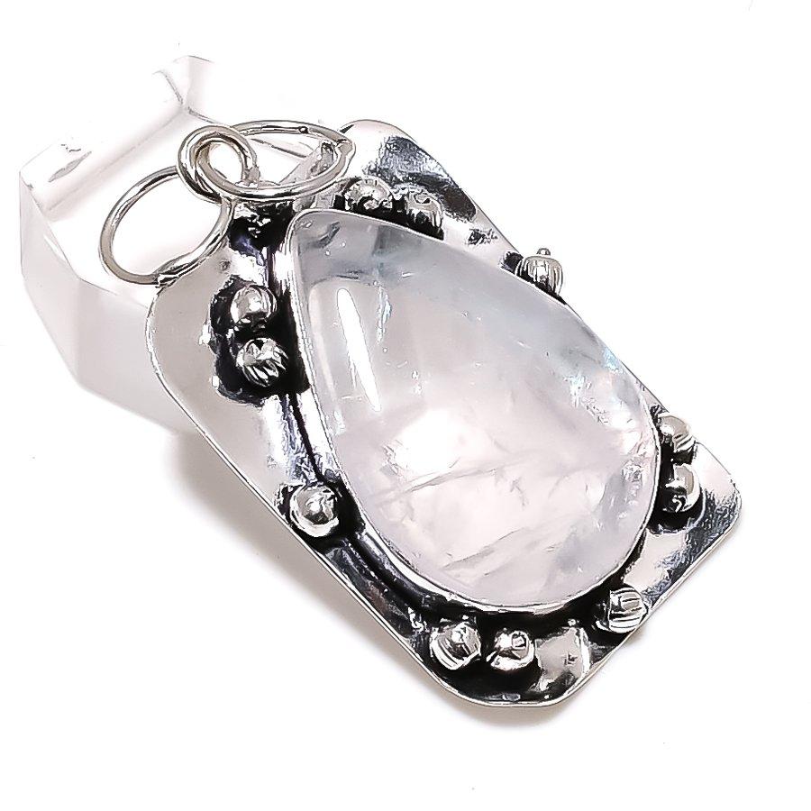 Rainbow Moonstone Gemstone Handmade 925 Sterling Silver Gift Pendant 2.01" I2t17