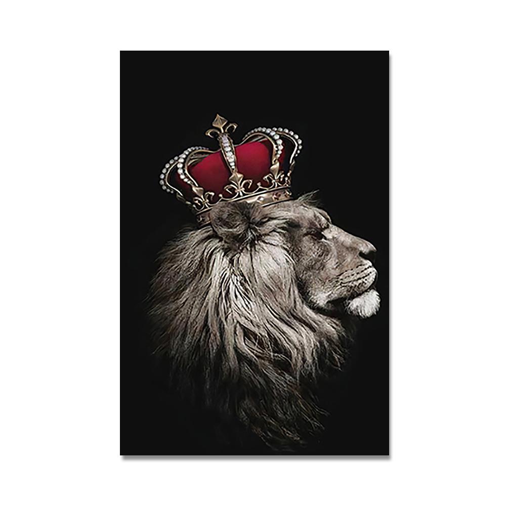 Black Lion King and Lioness Queen Poster Prints Animal Wall Art Picture Canvas Painting Home Decoration for Living Room