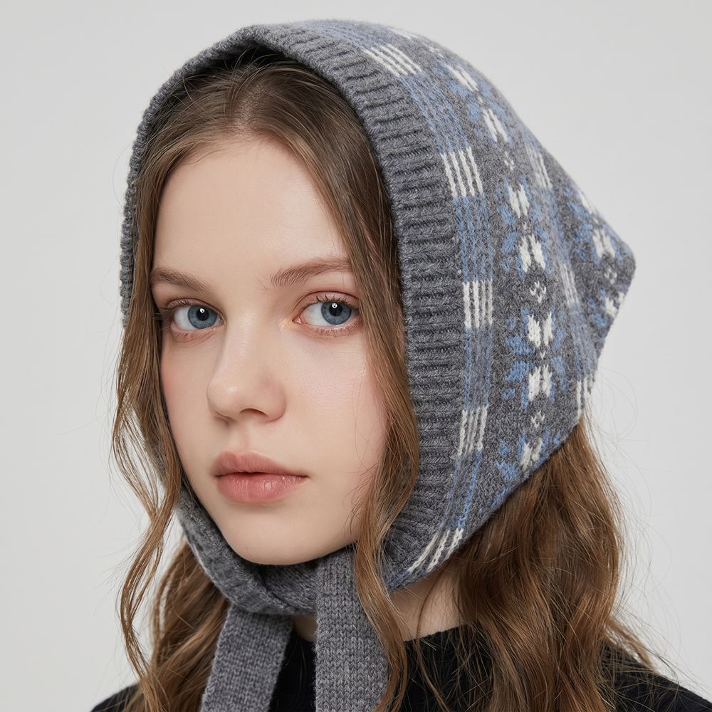 Snowflake Triangle Shawl Y2K Knitted Scarf Retro Hijab Women