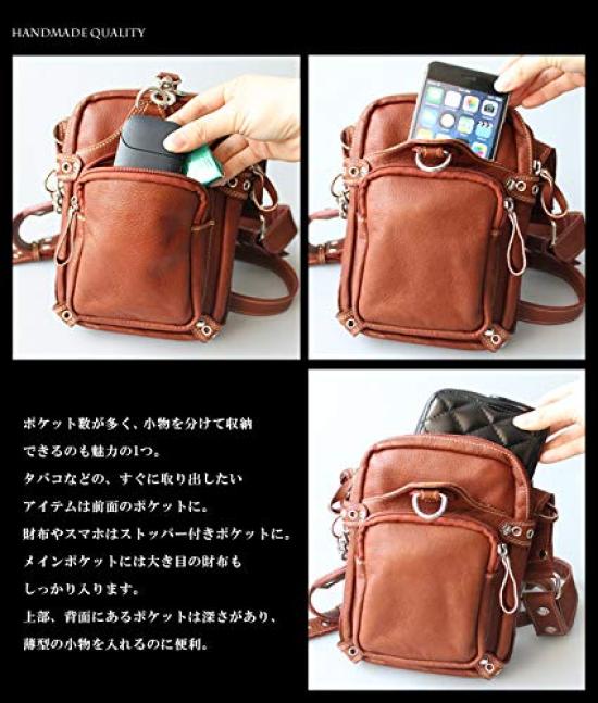 Поясная сумка Кожа Натуральная кожа Сумка для райдеров Сумка на бедро для байкера Набедренный ремень Коровья кожа Телячья кожа [Days Art] Мужская