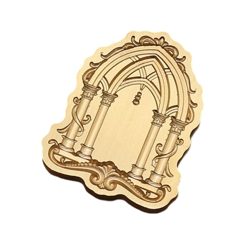 Antique Solid Brass Wax Seal Stamp Head Engraved Embossing Tool Seal Flower Frame for Handmade Letters Gift Wrapping