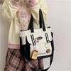 Oxford Shoulder Bag Cute Tote Bag Cartoon Handbag & Purse Pendant Badge Decor Crossbody Bags For Women